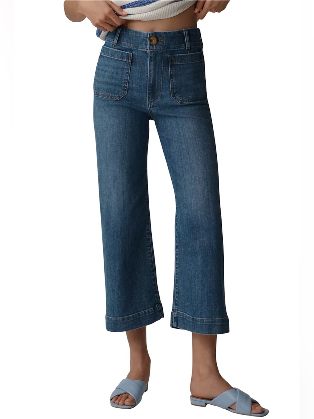 Anthropologie Maeve Colette Jeans 29 High Rise Cropped Wide Leg Baggy Stretch - Picture 2 of 10